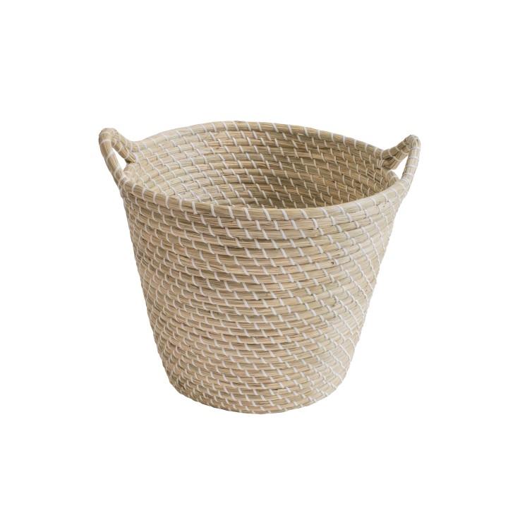 Panier en paille naturelle blanc