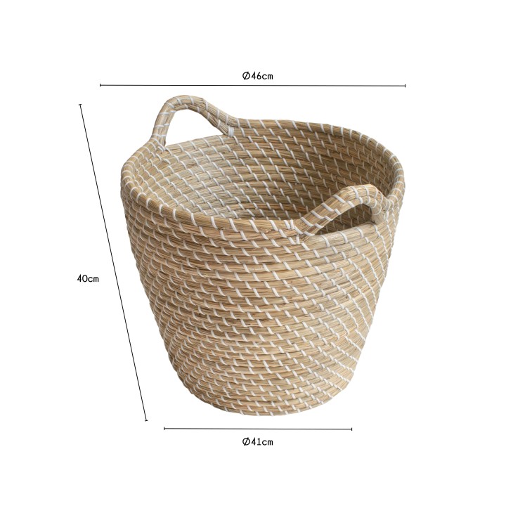 Panier en paille naturelle blanc