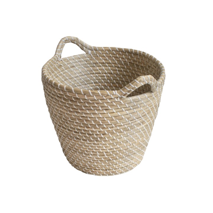Panier en paille naturelle blanc