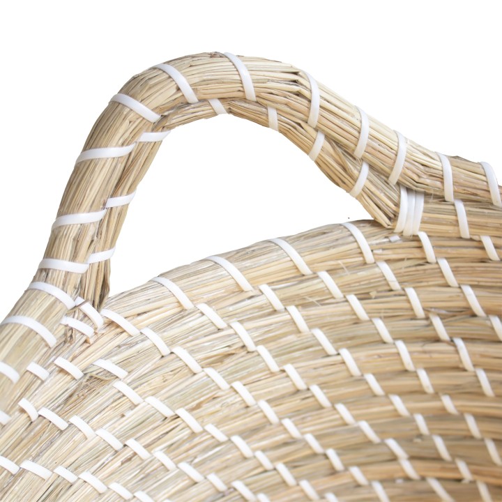 Panier en paille naturelle blanc