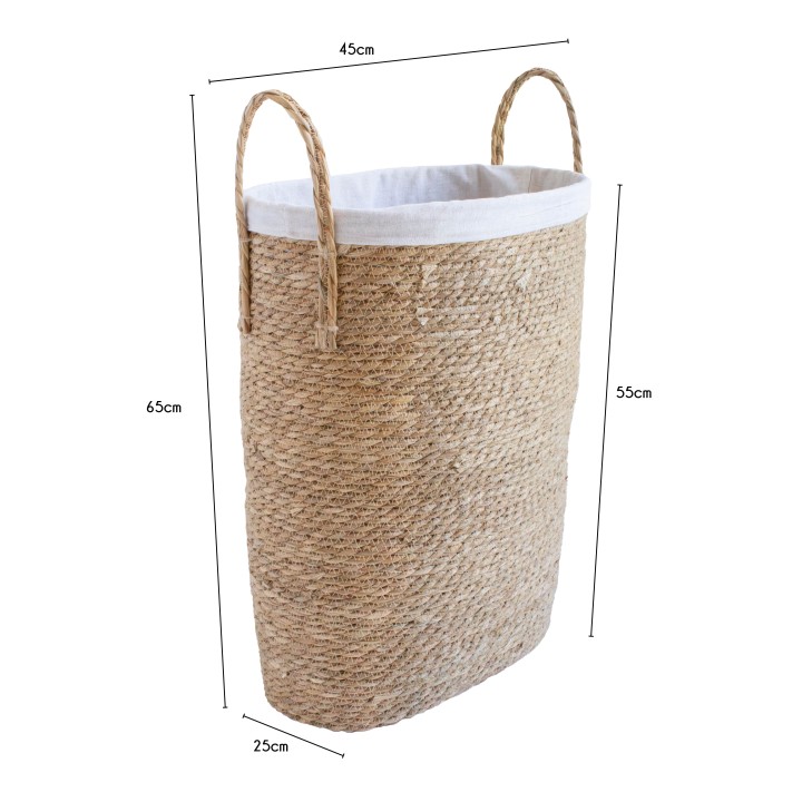 Panier à linge fin en jonc de mer