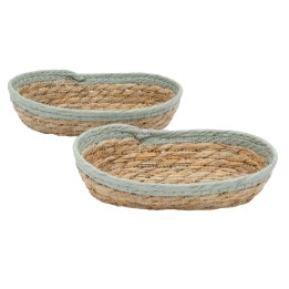 Lot de 2 paniers de rangement bicolores en jonc de mer