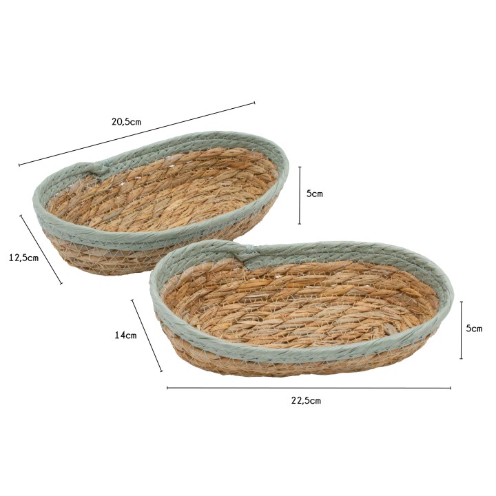 Lot de 2 paniers de rangement bicolores en jonc de mer