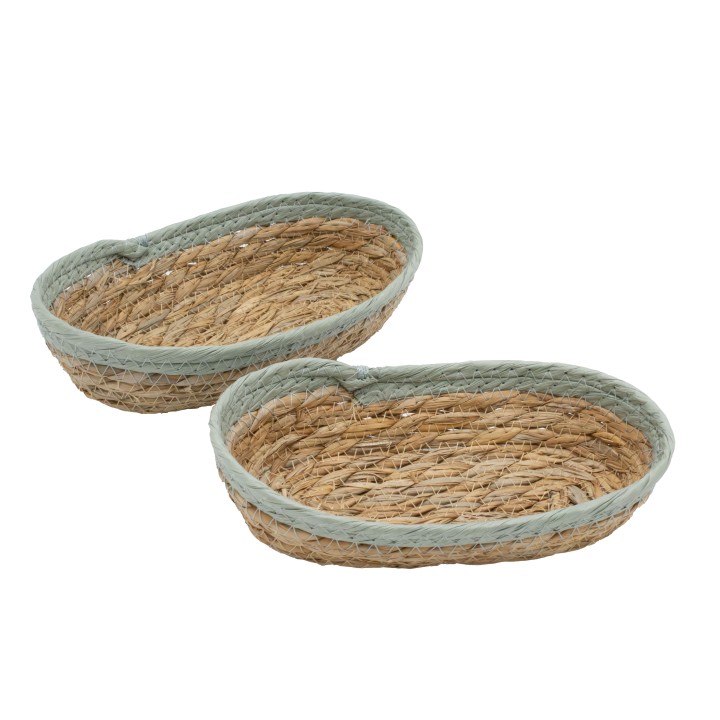 Lot de 2 paniers de rangement bicolores en jonc de mer