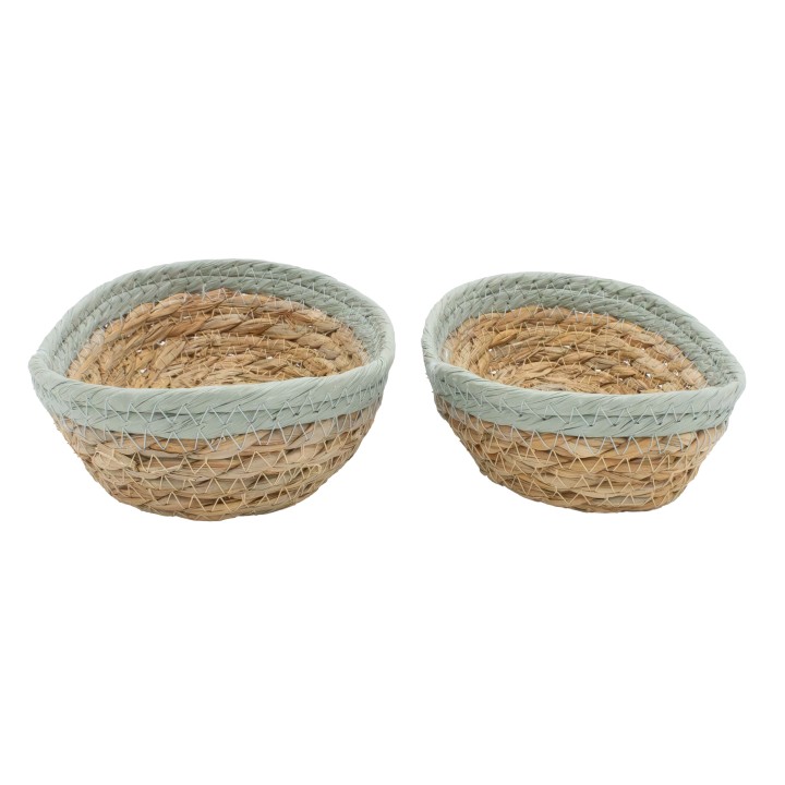 Lot de 2 paniers de rangement bicolores en jonc de mer
