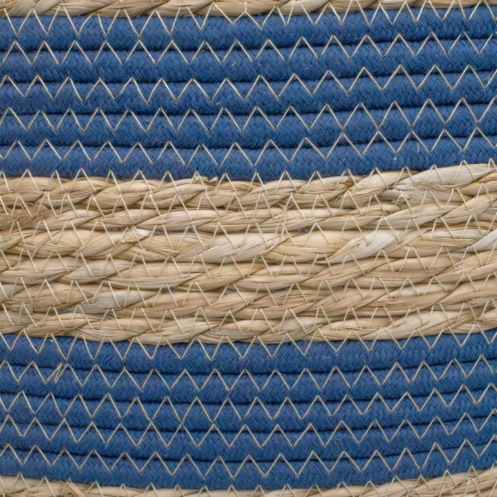 Panier de rangement tressé rayé bleu