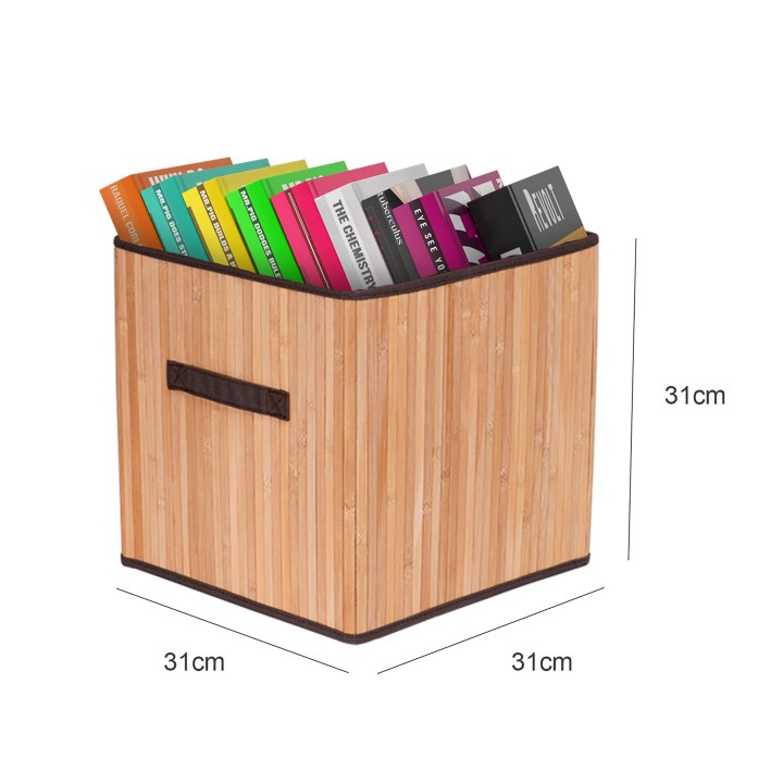 Lot de 2 cubes de rangement en bambou