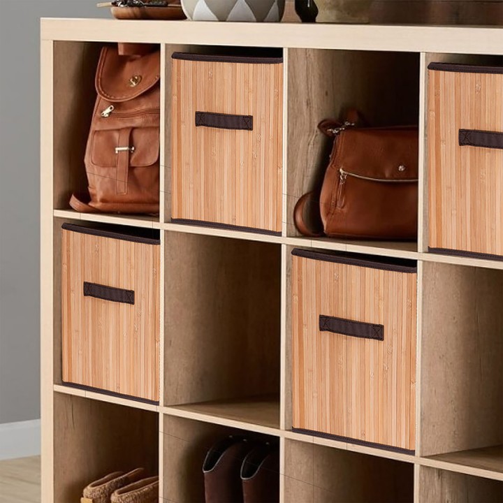 Lot de 2 cubes de rangement en bambou