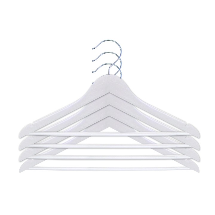 Lot de 4 cintres en bois blanc