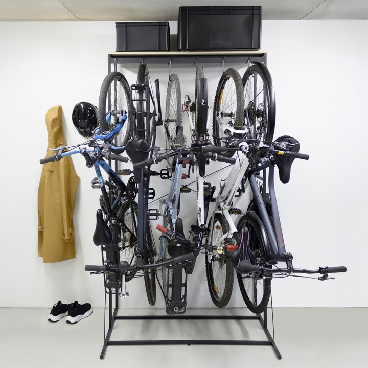 Porte-vélos Koro 6 vélos en métal noir 116,5 x 75 x 208 cm