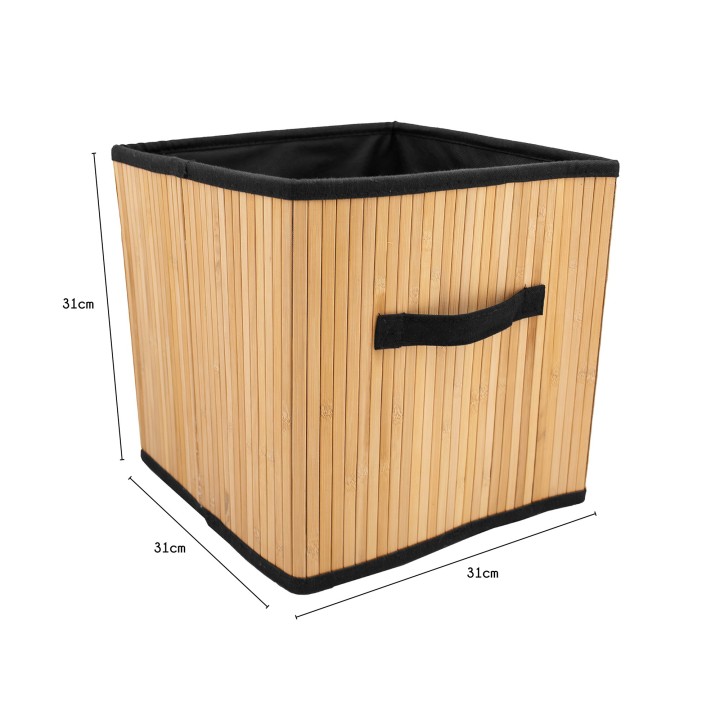 Bac cube de rangement en bambou