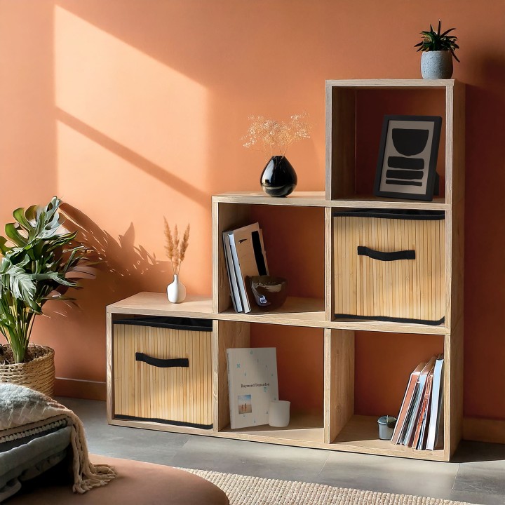 Bac cube de rangement en bambou