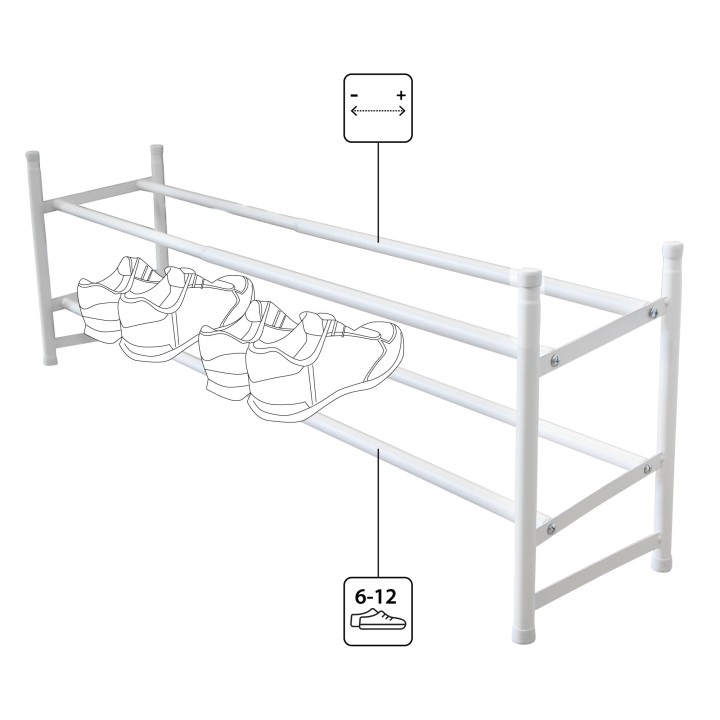 Range-chaussures métal blanc 2 extensible