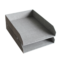 Lot de 2 bannettes en carton gris