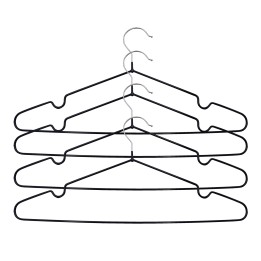 Lot de 4 cintres métal et PVC noirs
