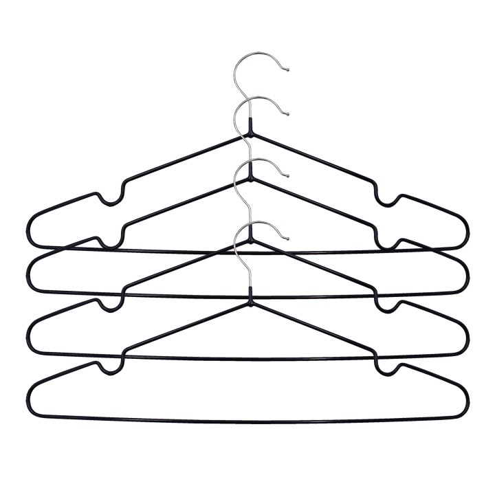 Lot de 4 cintres métal et PVC noirs