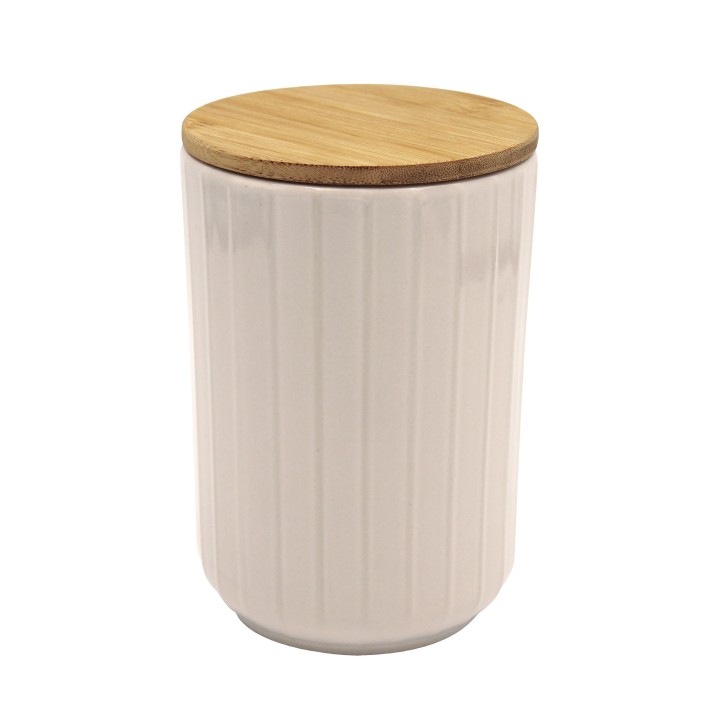 Pot cannelé blanc en céramique
