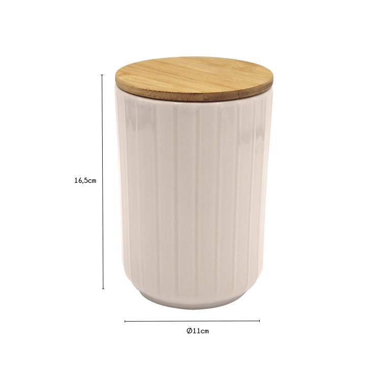 Pot cannelé blanc en céramique