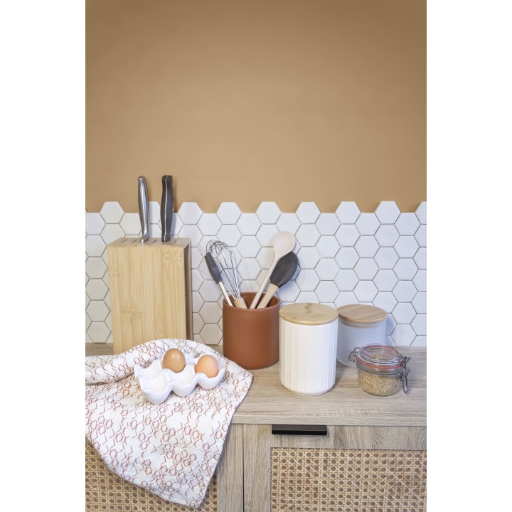 Pot cannelé blanc en céramique