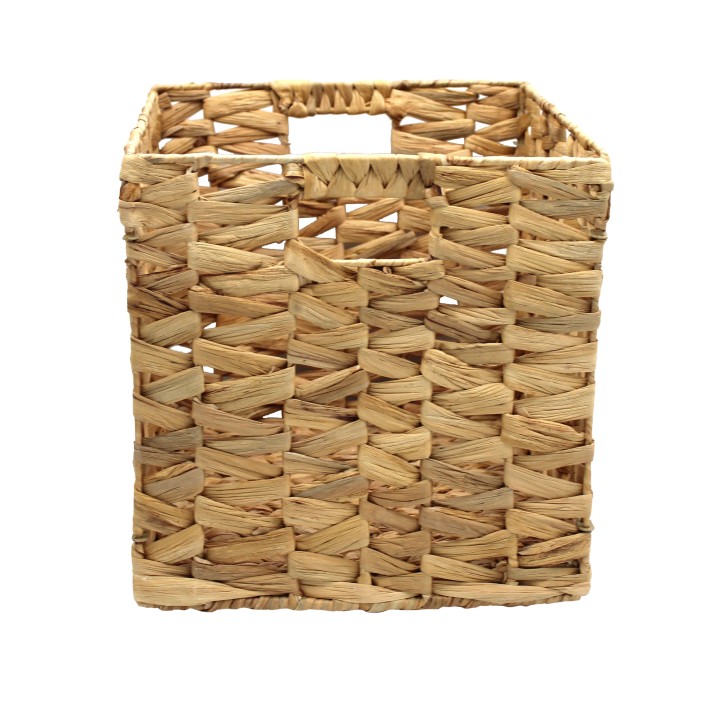 Panier cube ajouré en fibre naturelle