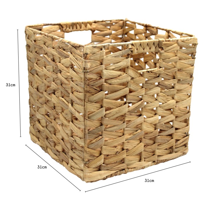 Panier cube ajouré en fibre naturelle