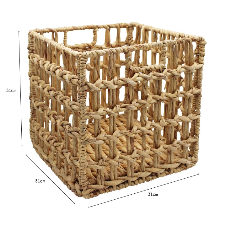 Panier ajouré tressé en paille naturelle