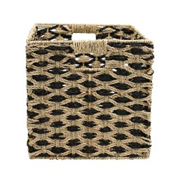 Panier bicolore en jonc de mer naturel