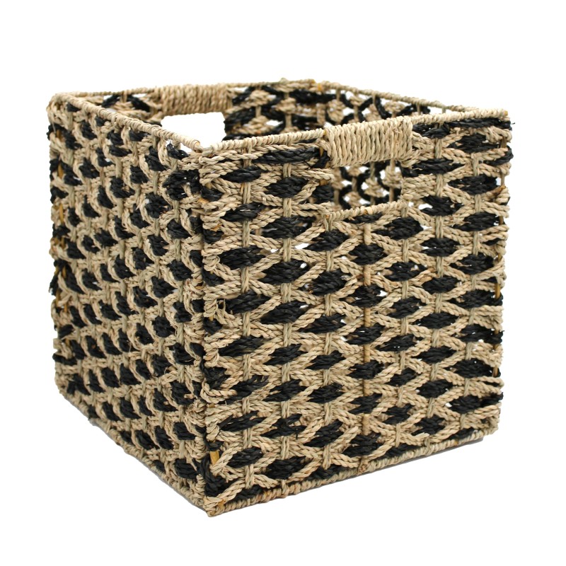 Detail of Panier bicolore en jonc de mer naturel