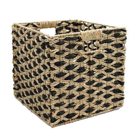 Detail of Panier bicolore en jonc de mer naturel