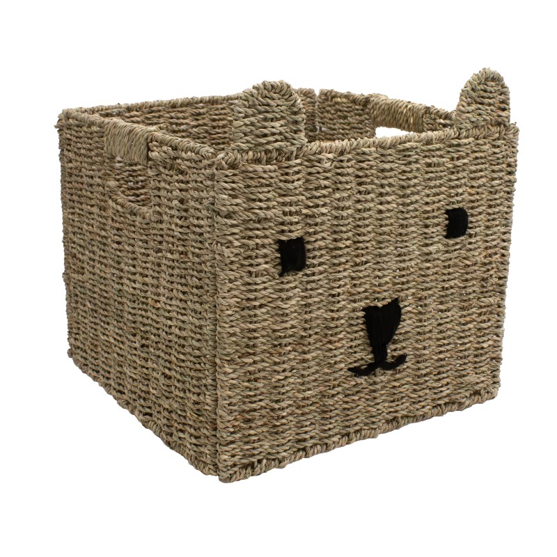 Detail of Panier ourson en jonc de mer naturel
