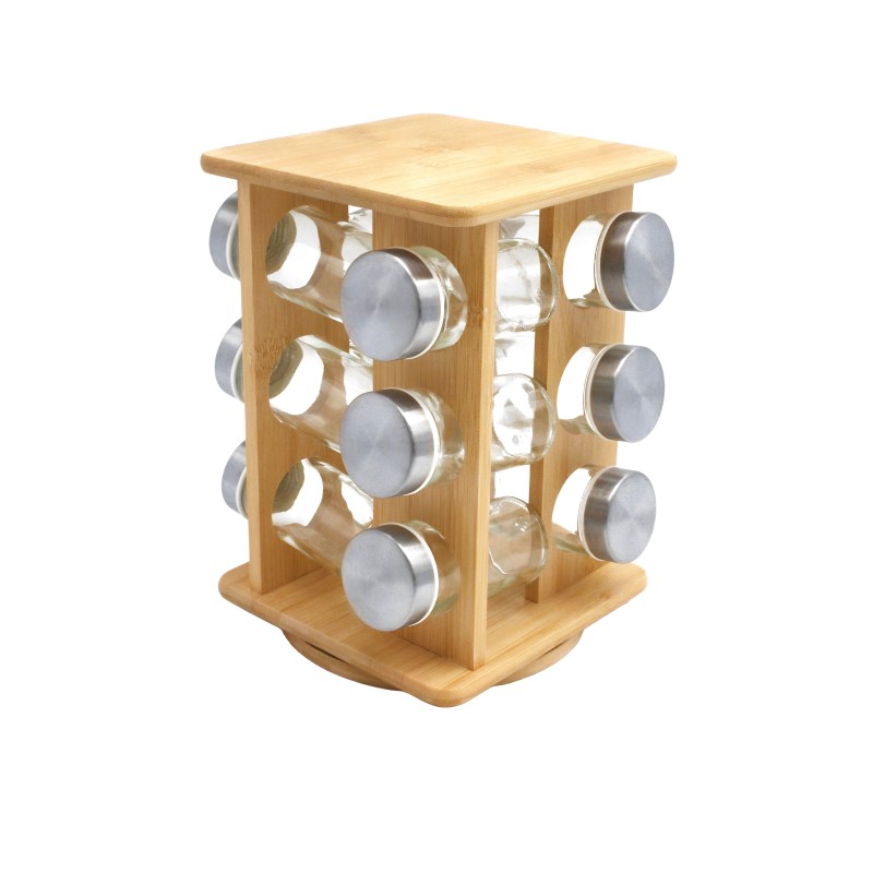 Detail of Range-épices en bambou avec pot inox tournant