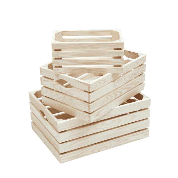 Lot de 3 cagettes en pin naturel