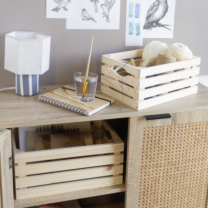 Lot de 3 cagettes en pin naturel