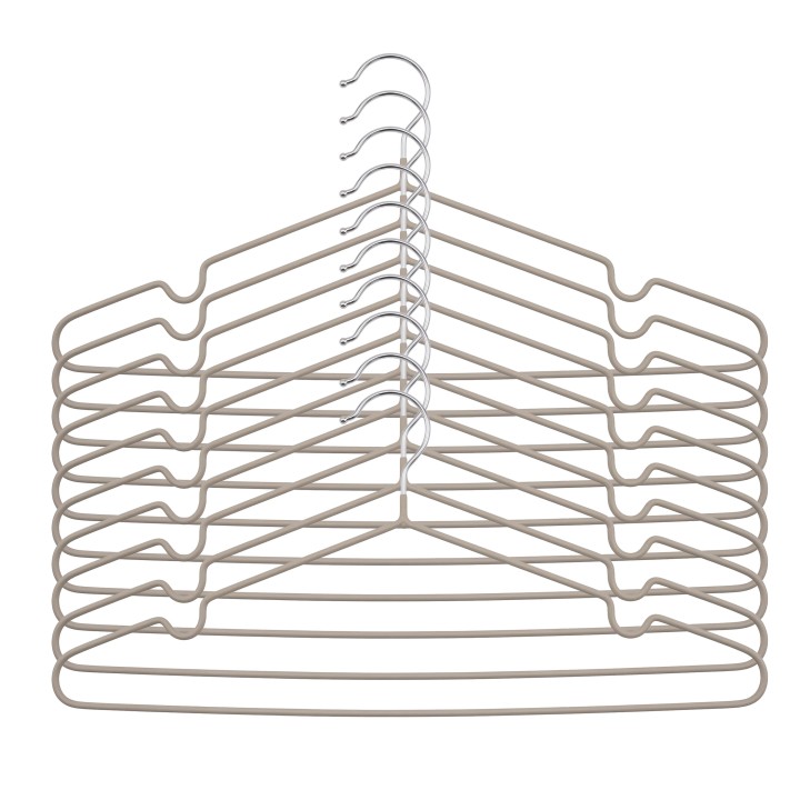 Lot de 10 cintres métal et PVC beige