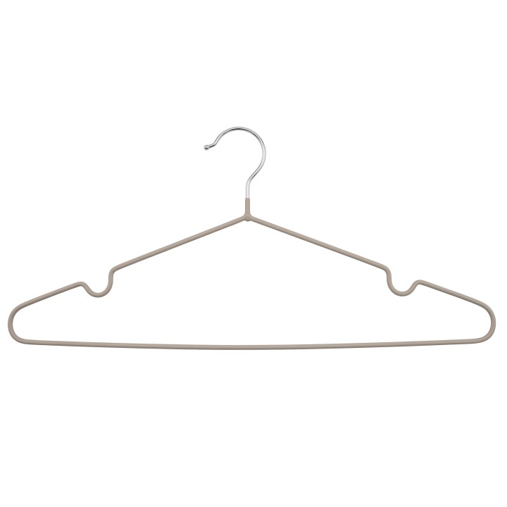 Lot de 10 cintres métal et PVC beige