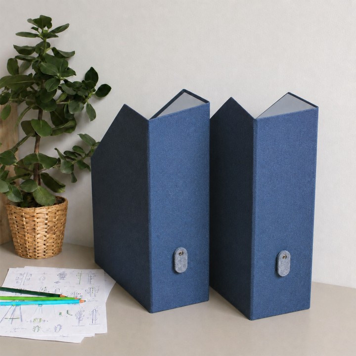 Lot de 2 porte-documents en carton bleu