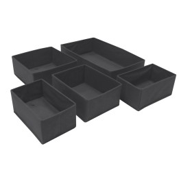 Organisateur noir pour tiroir de bureau - Rangement accessoires - 5 compartiments
