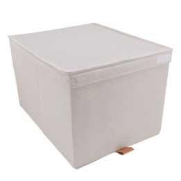 Grande boîte de rangement en tissu beige