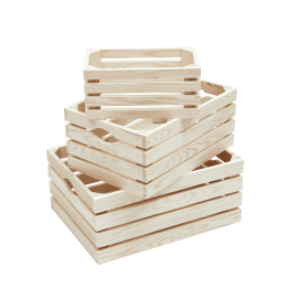 3 mini cagettes en bois naturel
