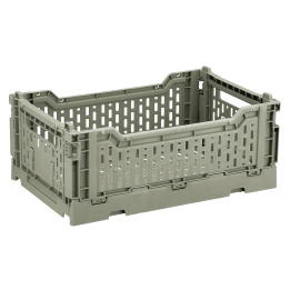 Mini Cagette en plastique vert amande empilable et pliable