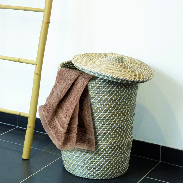 Grand panier à linge - Tressé avec couvercle