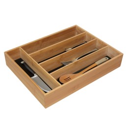 Range couverts en bambou à 5 compartiments -  29x38 cm