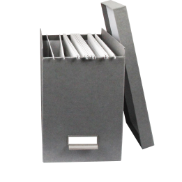 Boîte de rangement à dossiers suspendus - carton gris