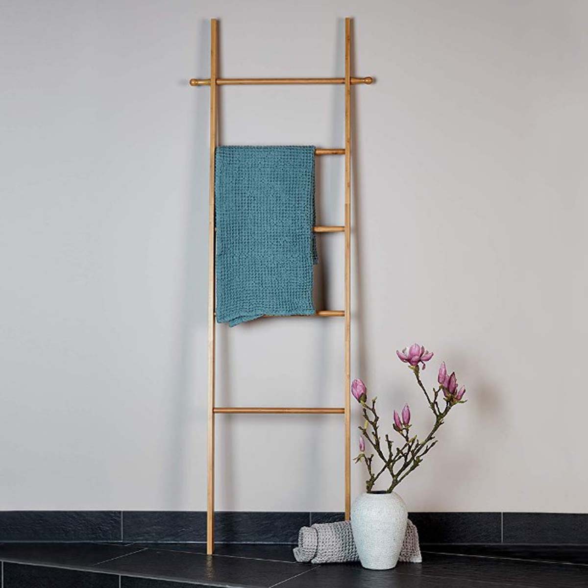 échelle porte serviettes en bambou