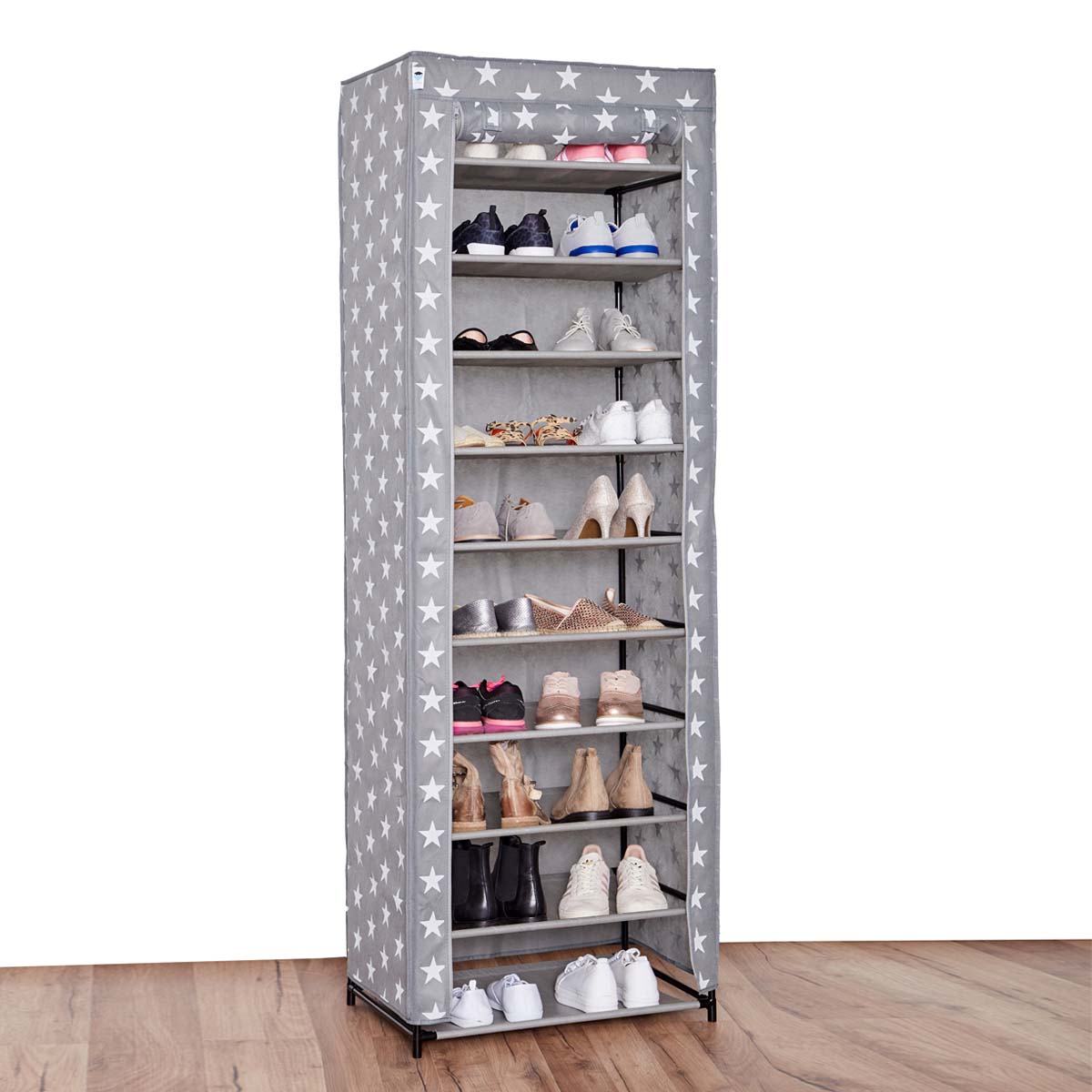 Blanc étagère à Chaussures XXL Relaxdays Tissu 175,5 x 100 x 29 cm système demboîtement 10 étages pour 50 Paires 5x100x29 cm 