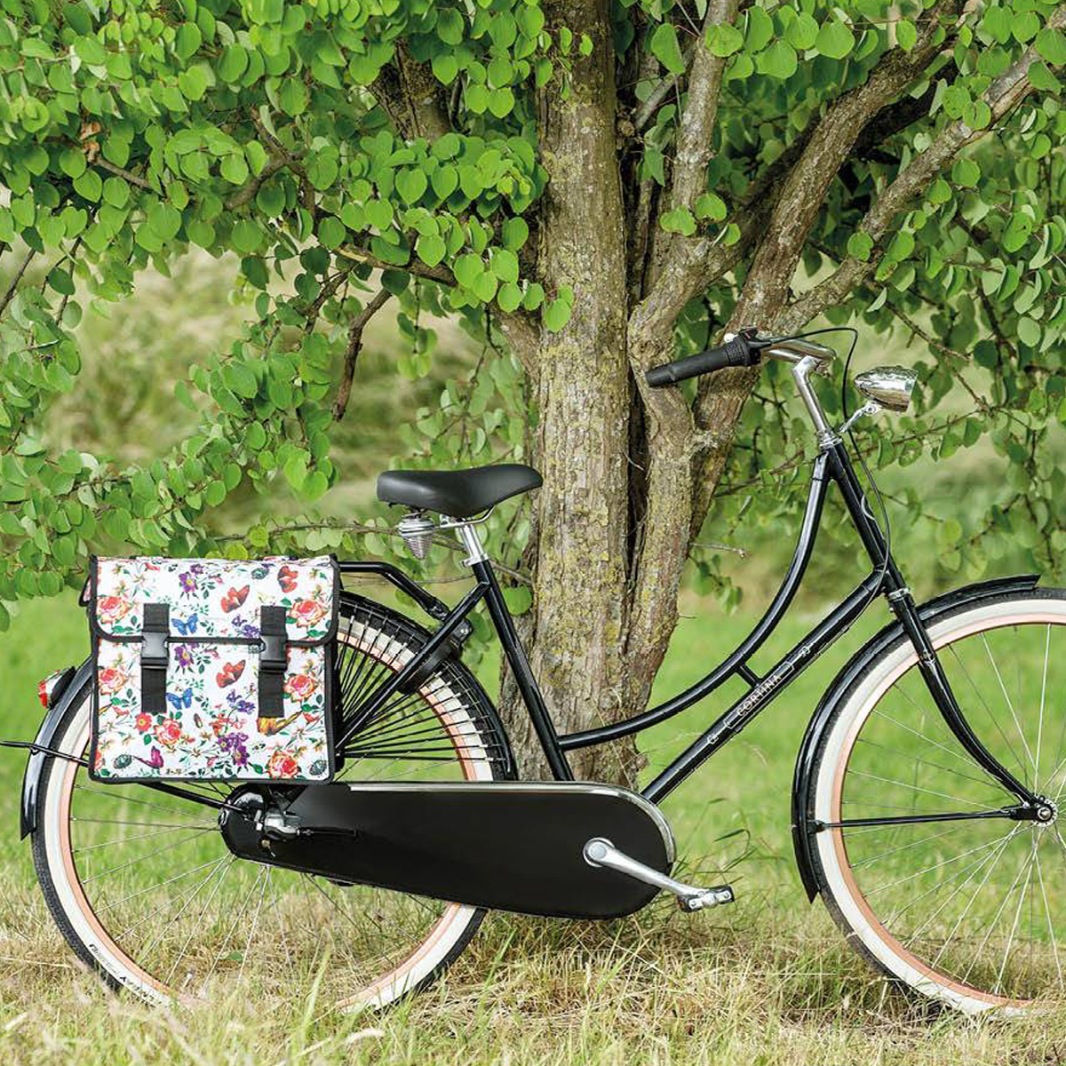 Double sacoche à vélo à fleurs