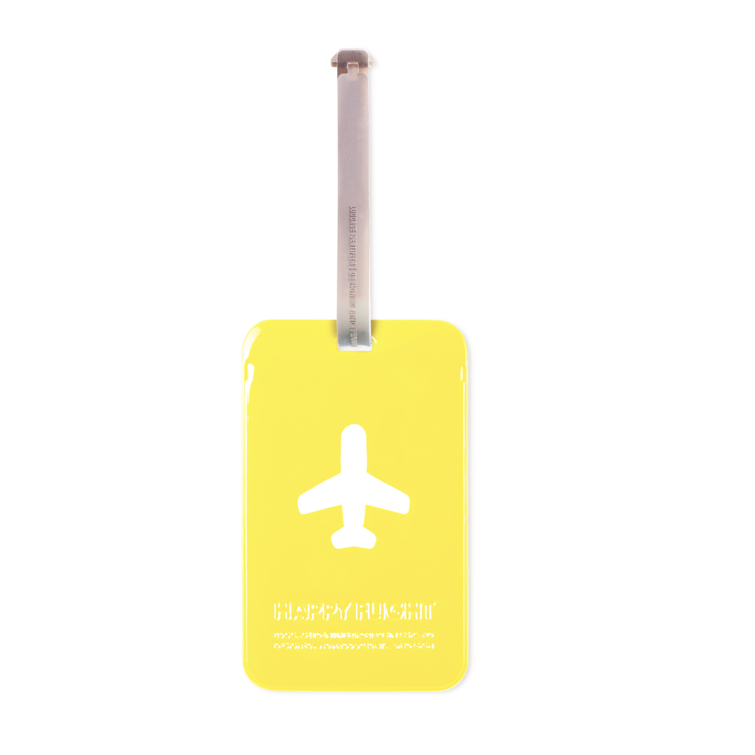 étiquette à bagage rectangulaire en plastique jaune brillant