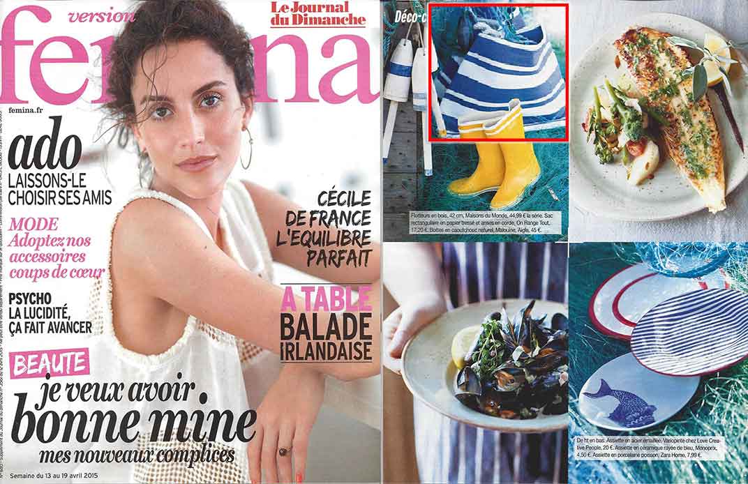 Femina sac rayure bleue et blanche