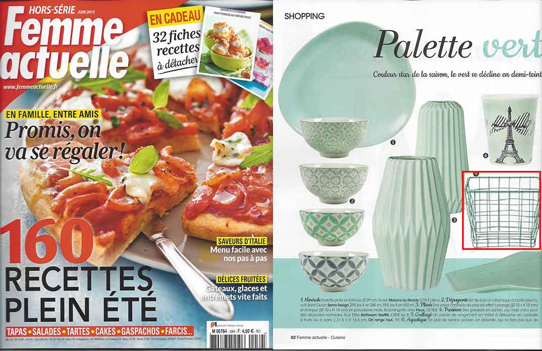 Femme Actuelle Petit panier métallique vert pastel
