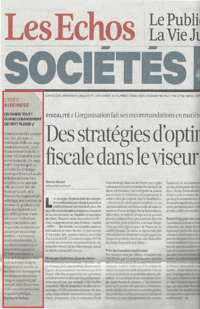 Les Echos société - jeudi 12 mars 2015 Article sur Onrangetout - Les Echos